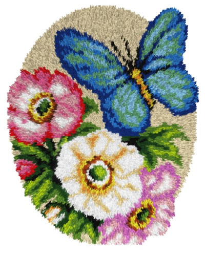 Zestaw latch - hook dywanik - Błękitny motyl