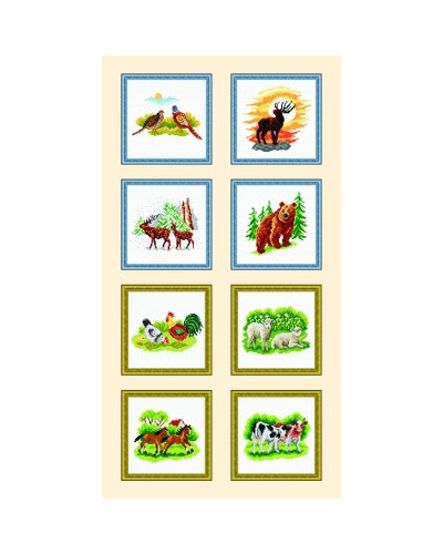 Zestaw 8 schematów graficznych do haftu Zwierzęta w Polsce