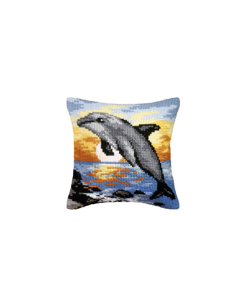 Zestaw do haftu krzyżykowego poduszka – Delfin
