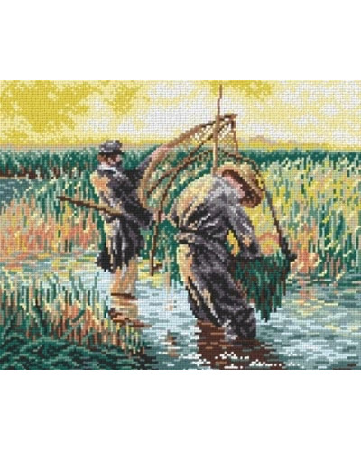 Kanwa z nadrukiem L. Wyczółkowski - Rybacy brodzący