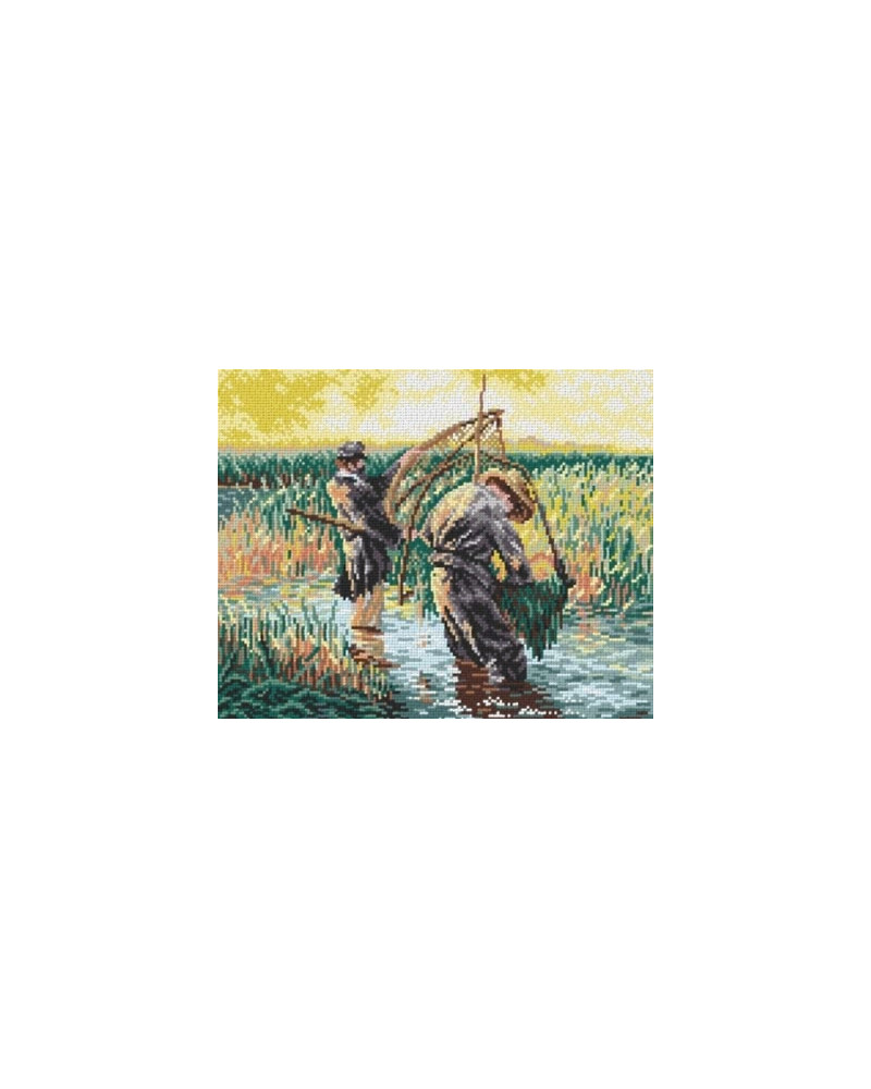 Kanwa z nadrukiem L. Wyczółkowski - Rybacy brodzący