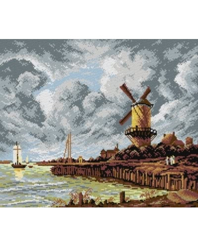 Kanwa z nadrukiem J. Van Ruisdael - Młyn z Wijk przy Duurstede