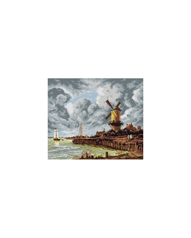 Kanwa z nadrukiem J. Van Ruisdael - Młyn z Wijk przy Duurstede
