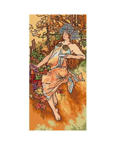 Kanwa z nadrukiem A. Mucha - Jesień