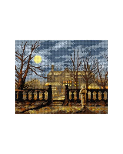 Kanwa z nadrukiem J. A. Grimshaw - Dama w ogrodzie o północy