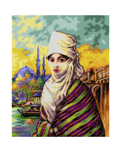Kanwa z nadrukiem Warwick Goble - Kobieta w woalu