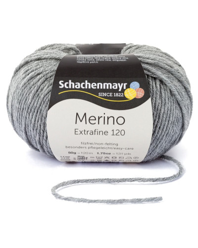 Włóczka Merino Extrafine 120 - szary
