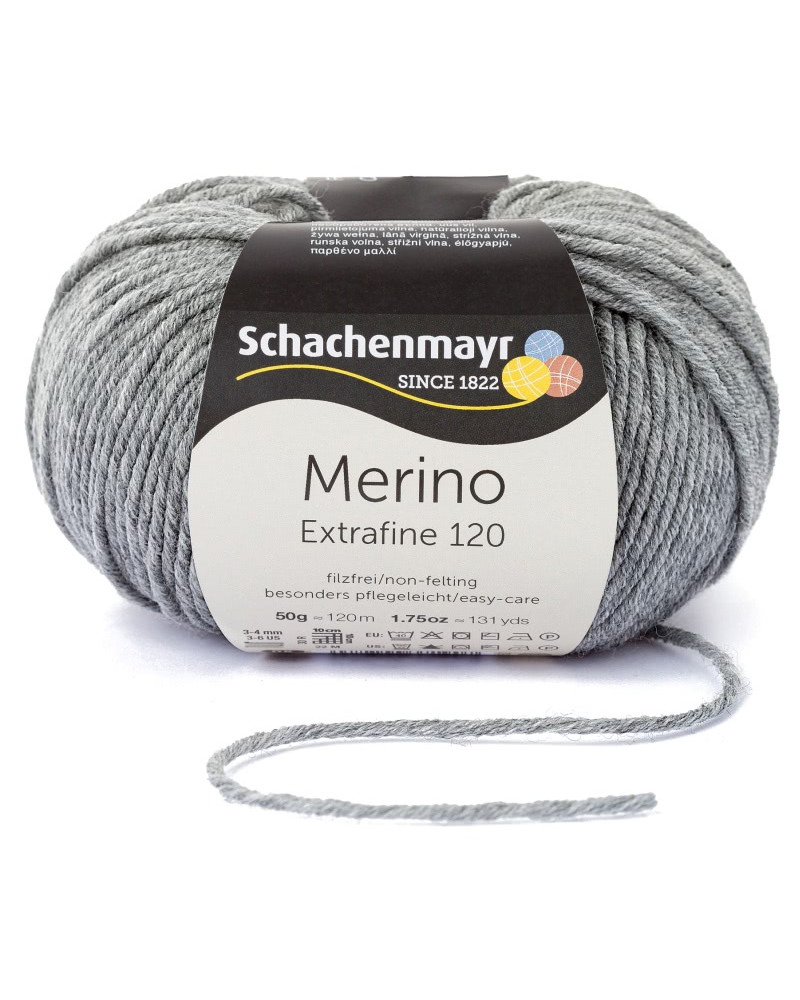 Włóczka Merino Extrafine 120 - szary
