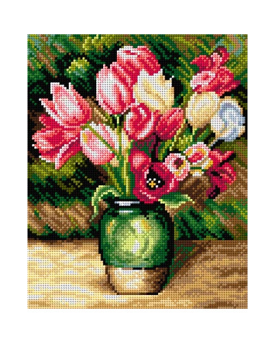 Kanwa z nadrukiem Pierre-Auguste Renoir - Tulipany w wazonie