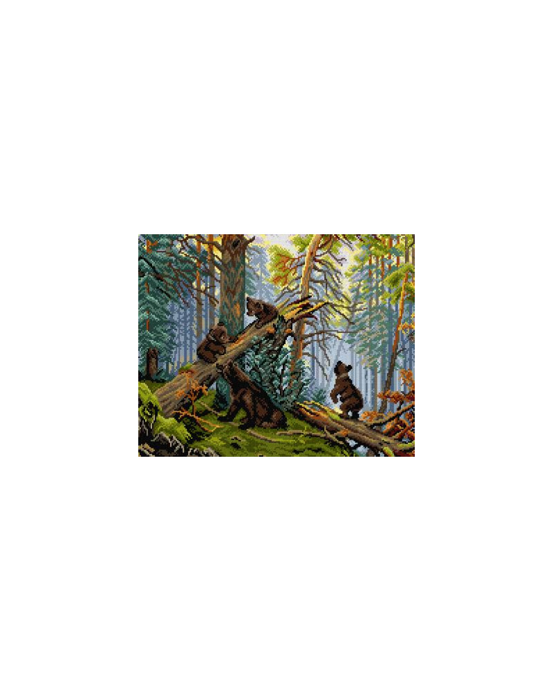 Schemat do haftu Iwan Szyszkin - Poranek w sosnowym lesie (fragment)