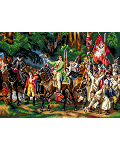 Schemat do haftu J. Matejko - Kościuszko pod Racławicami (fragment)