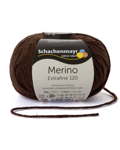 Włóczka Merino Extrafine 120 - ciemnobrązowy