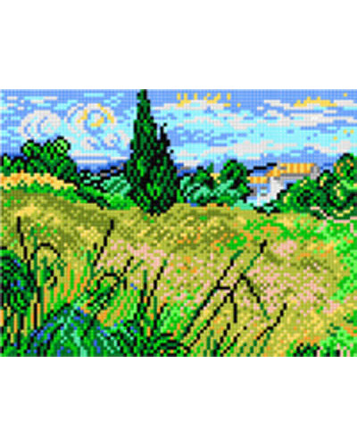 Schemat do haftu V. van Gogh Zielony łan pszenicy z cyprysem