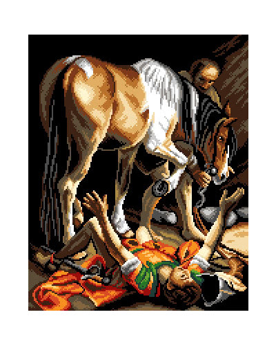 Schemat do haftu M. Caravaggio - Nawrócenie w drodze do Damaszku