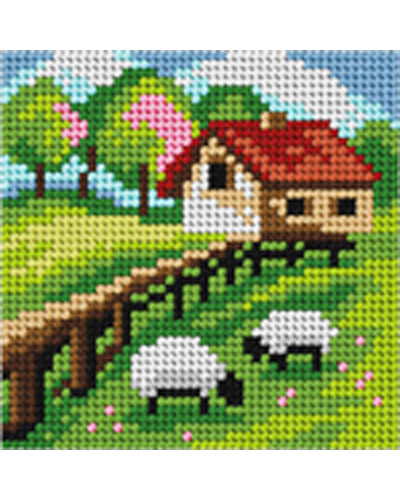 Zestaw do haftu gobelinowego obrazek – Domek wiosna