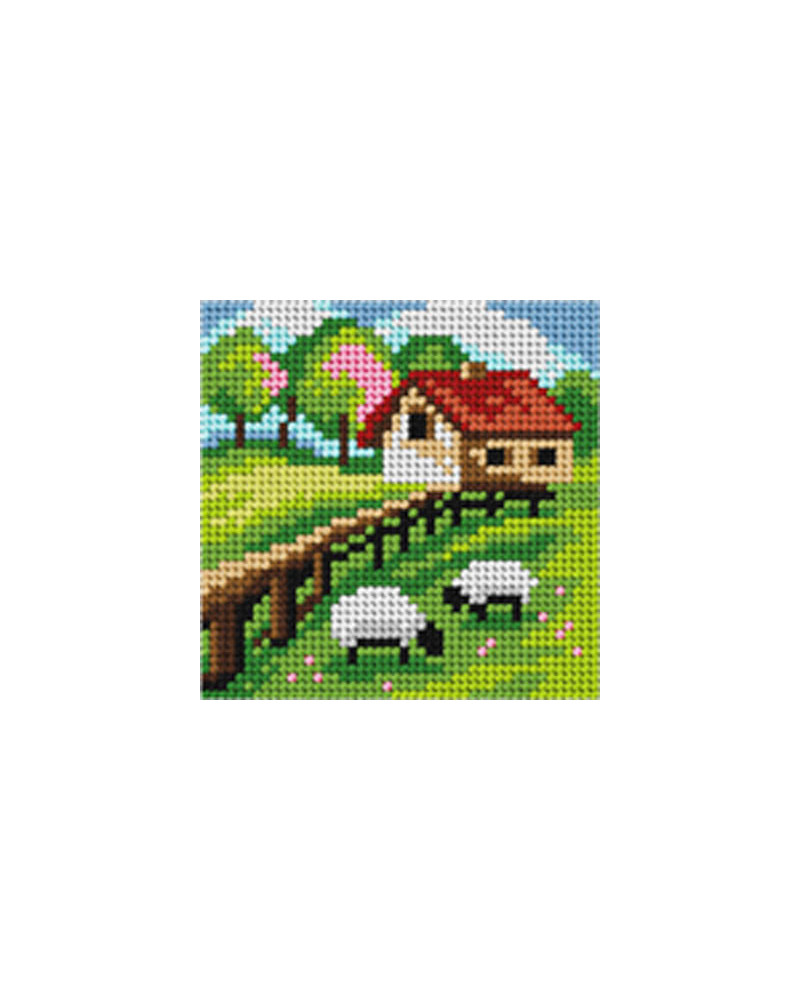 Zestaw do haftu gobelinowego obrazek – Domek wiosna