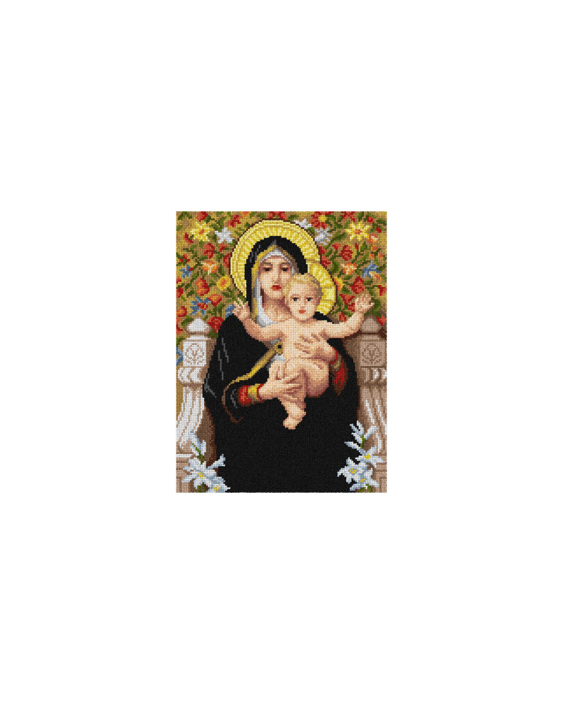 Kanwa z nadrukiem William Adolphe Bouguereau - Dziewica z liliami