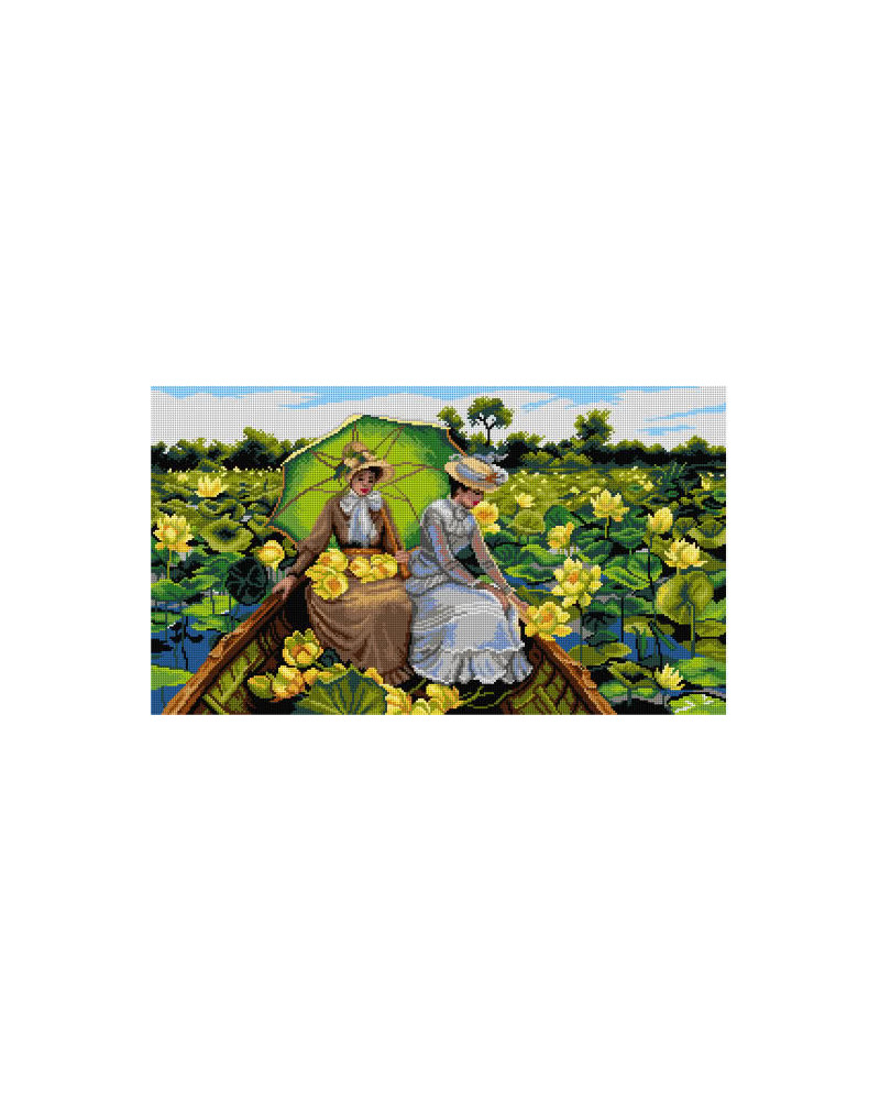 Schemat do haftu Charles Courtney Curran - Kwiaty lotosu