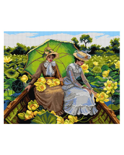 Schemat do haftu Charles Courtney Curran - Kwiaty lotosu (fragment)