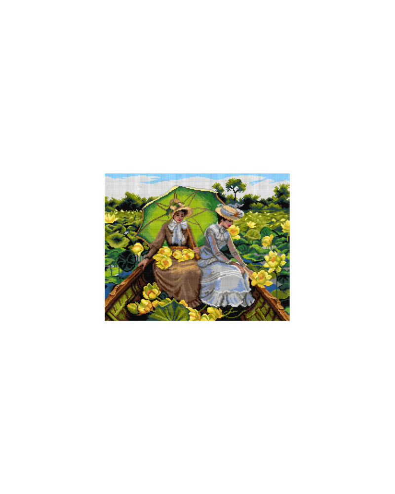 Schemat do haftu Charles Courtney Curran - Kwiaty lotosu (fragment)