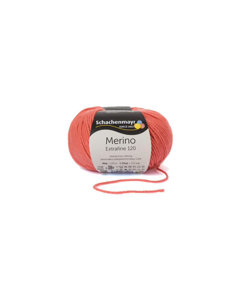 Włóczka Merino Extrafine 120 - koralowy