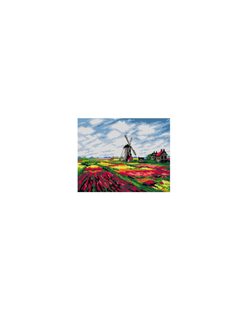 Schemat do haftu Claude Monet - Pola tulipanów z wiatrakiem w Rijnsburgu