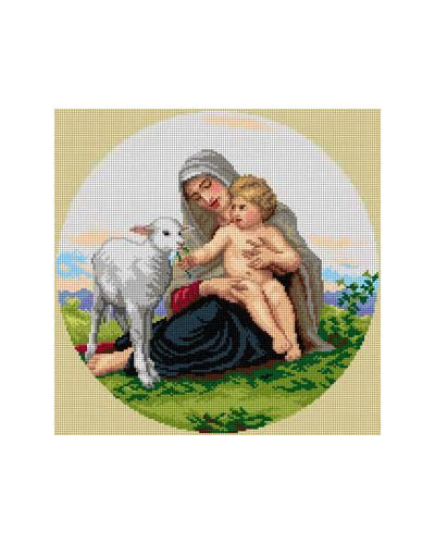 Schemat do haftu William Adolphe Bouguereau - Dziewica i baranek