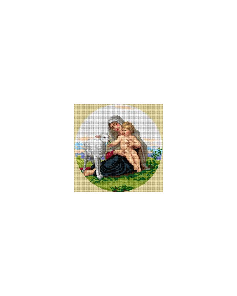 Schemat do haftu William Adolphe Bouguereau - Dziewica i baranek