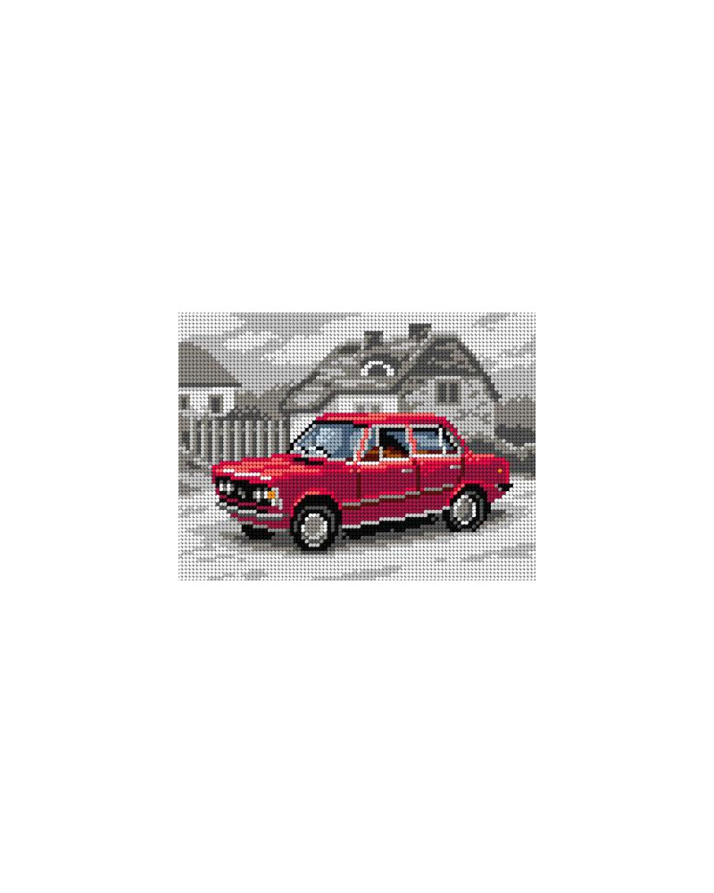 Kanwa z nadrukiem Zabytkowy samochód - Fiat 125P
