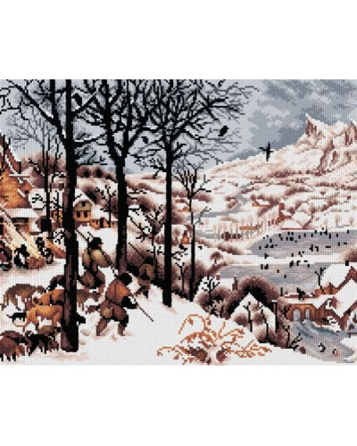Schemat do haftu P. Bruegel Myśliwi w śnieżnym krajobrazie