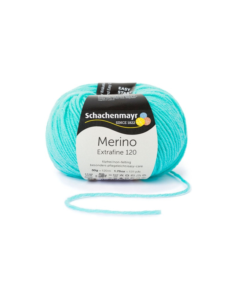 Włóczka Merino Extrafine 120 - jasny turkusowy