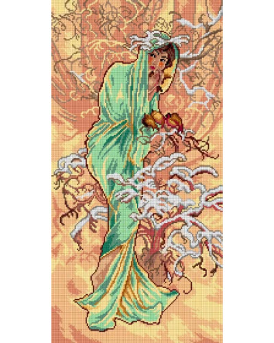 Kanwa z nadrukiem A. Mucha - Zima