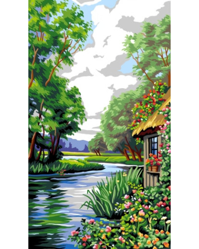 Kanwa malowana Louis Aston Knight - Chatka nad rzeką Launay