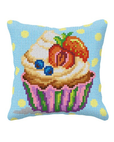 Zestaw do haftu krzyżykowego poduszka - Babeczka cupcake