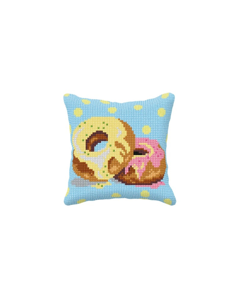 Zestaw do haftu krzyżykowego poduszka – Pączki donaty