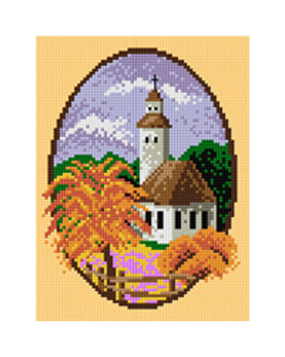Schemat do haftu Kościółek - Jesień