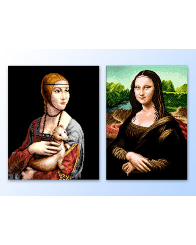Pakiet 2 zestawów kanw do wyszywania: Leonardo da Vinci - Dama z łasiczką, Mona Lisa
