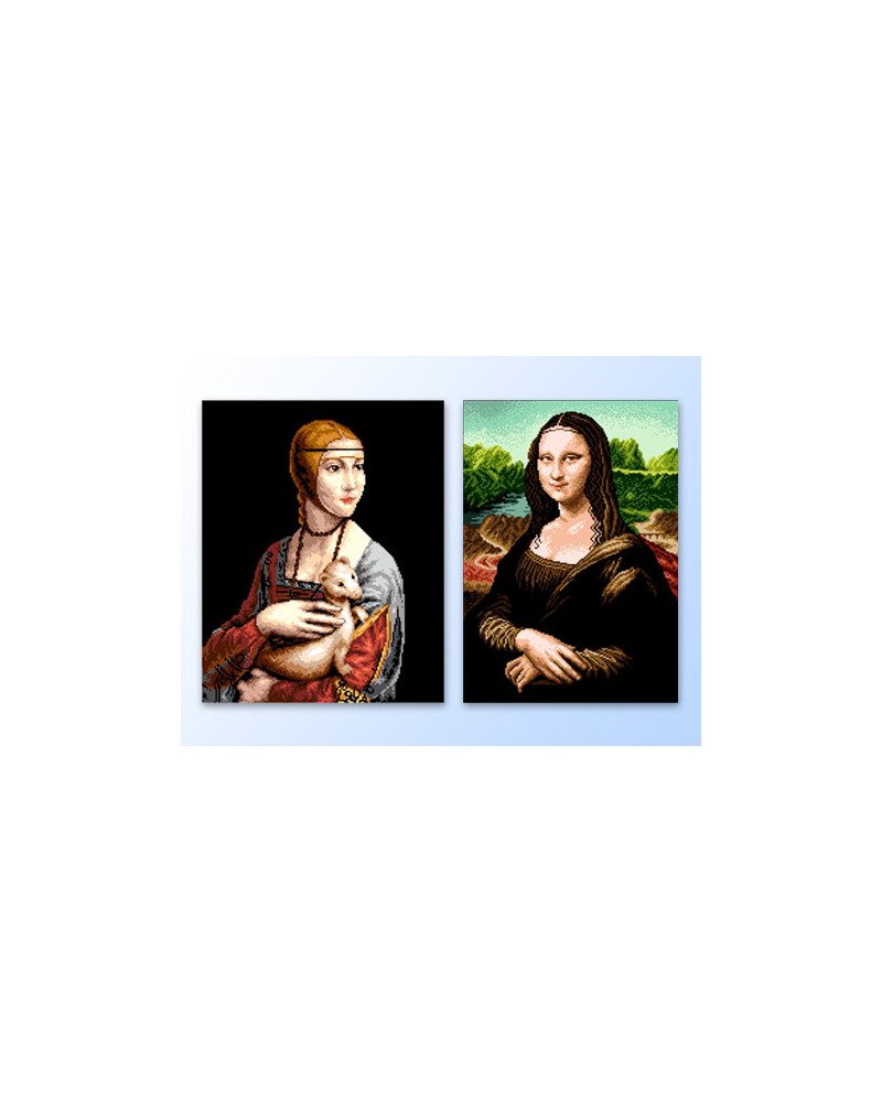 Pakiet 2 zestawów kanw do wyszywania: Leonardo da Vinci - Dama z łasiczką, Mona Lisa